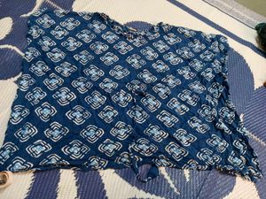 Kaftan Pattern Blue Patterned Short Kurti