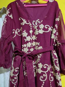 Embroidery Puff Sleeve Dress