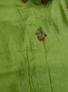 Green Embroidered Fabric