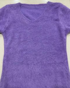 Purple Fuzzy Knit Sweater