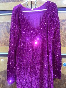 purple Sequin Party Gown XXL
