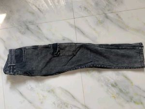 Gray Denim Cargo Pants