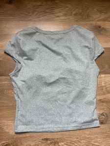 Gray V-Neck Crop Top