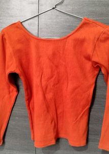 Orange Button-Down Top