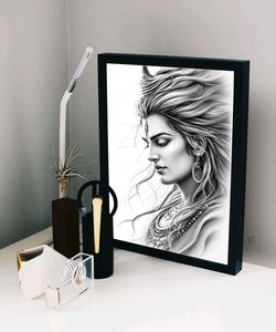 Lord Shiva Sketch Art Print
