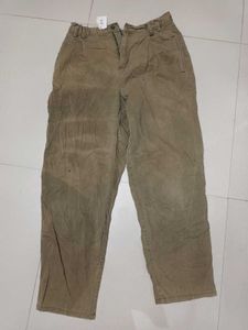 Khaki Cotton Denim Casual Pants