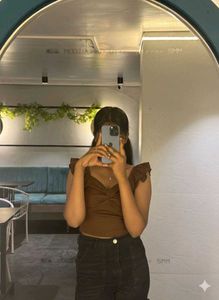 Brown Ruffle Top