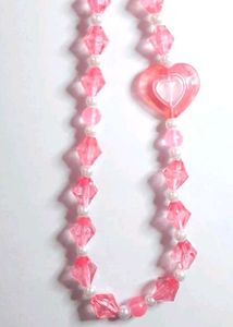 Pink And White  Heart Beaded Phone Charm