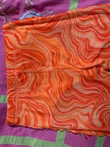 Orange Mesh Flared Leggings With Inbuilt Panty