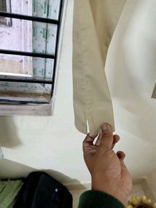 FABINDIA Beige Full Length Formal Slim Pant