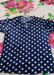 Navy Polka Dot Top