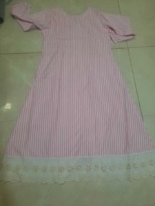 Pink white  Striped Aline kurta