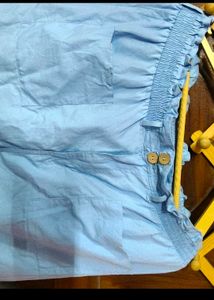 Blue Linen Blend Trousers