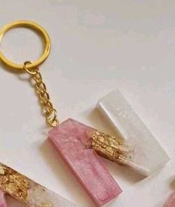 Pink 'N' Initial Keychain