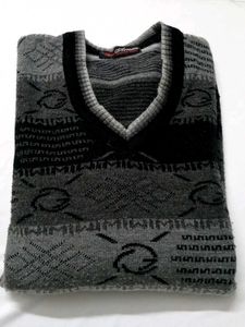 Vintage Patterned V-Neck Sweater
