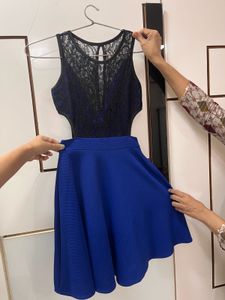 Blue &amp; Black Fit and Flare Dress