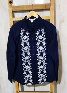 Elegant Embroidered Cotton Shirt size-40