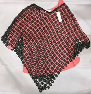 Floral Embellished Poncho Z5