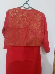 Red Coloured Cotton Kurta With Koti