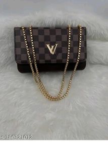 "Affordable Luxury" Brown Checkered Crossbody Bag