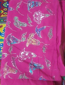 Pink Hand Paint Saree