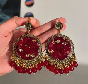 Red Floral Drop Earrings