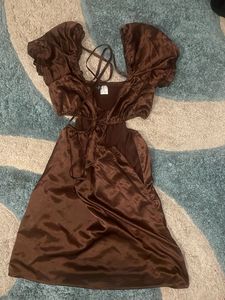 H&amp;M Brown Cutout Mini Dress