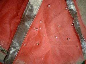 Peach Pearl Embellished Saree