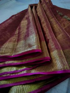 Tissue Linen Saree with blouse