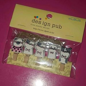 Cute Cats Wooden Paper Clips 🐱
