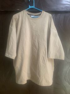 Gymshark Tan Colour Oversized Drop Shoulder Tshirt