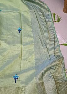 Elegant Lime Saree With Blouse