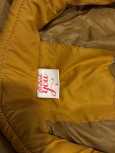 Mustard Puffer Coat with Faux Fur Hood