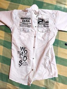 Graphic Print Button-Down Shirt