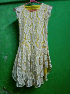 Yellow & White Floral Lace Dress