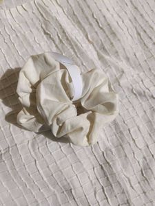 White Satin Scrunchie