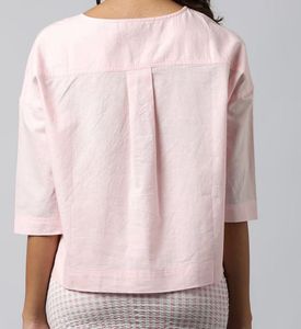 Oversized Notched Round Neck Yoke Top