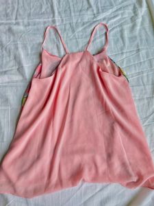 Pinky Color Sleeveless V Neck Crop Top