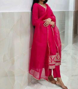 Pink Embroidered Kurta Set