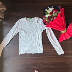 PRICE DROP Korean White Shoulder Cut Top