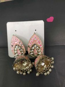 Pink Jhumka Earrings