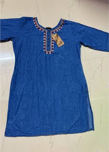 new Denim Embroidered Kurta