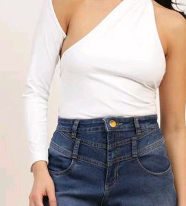 White One-Shoulder Top With Tag