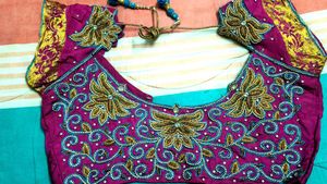 Embroidered Purple Aari Blouse
