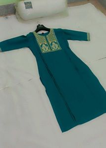 Teal Embroidered Kurti