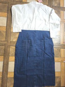 Denim Skirt with Attached Button-Down Top