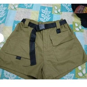 Khaki Utility Belted Shorts