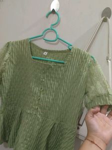 Green Textured Blouse