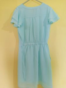 Polyester A-line dress with ruffled sleeves &amp; Side tie ups