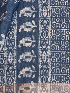Indigo Blue Linen Blend Cotton Saree